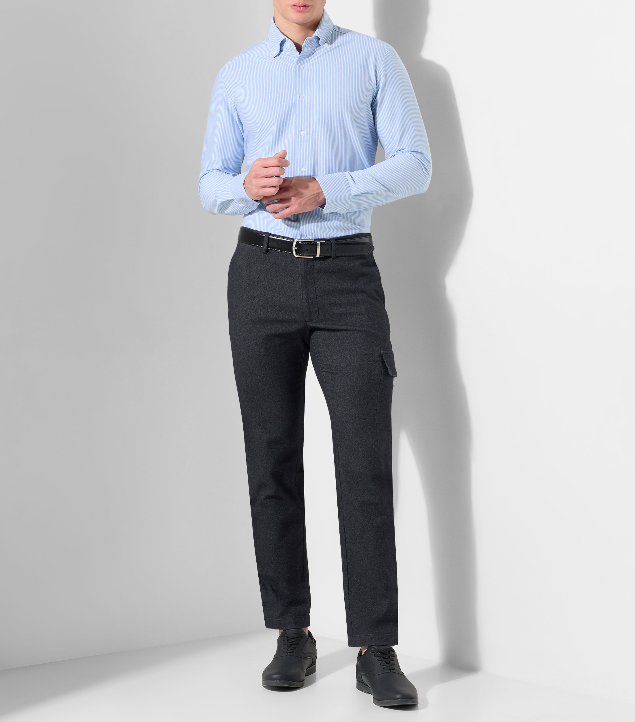 Camisa de rayas con manga larga Hombre